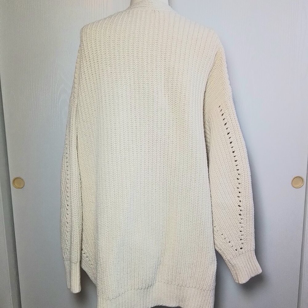 Free People Dare to Dream Cardigan Sweater Oversized Longline Cream M - Picture 6 of 7